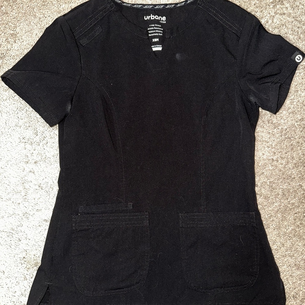 Urbane Women's Classic Black Short Sleeve scrub Top